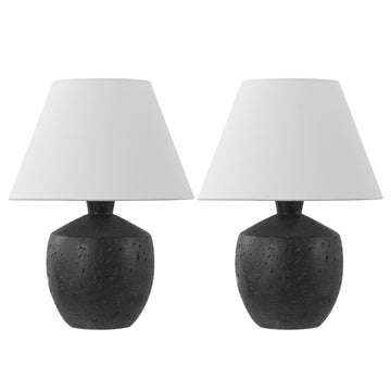 Myron 18" Minimalist Scandinavian Concrete Effect Resin/Iron LED Table Lamp - JONATHAN Y